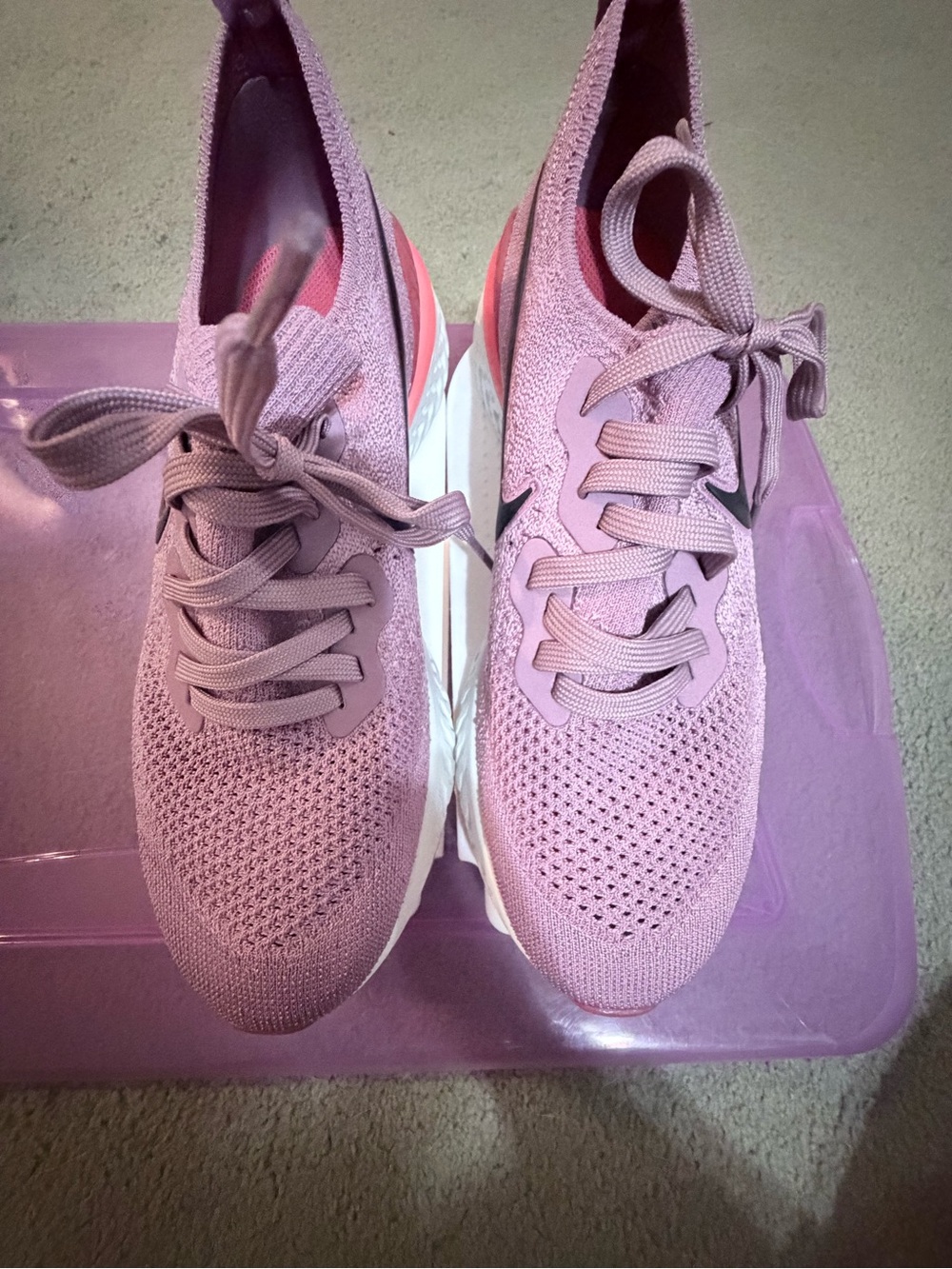 Nike Women’s Pink/Plum Knit Epic React Flyknit